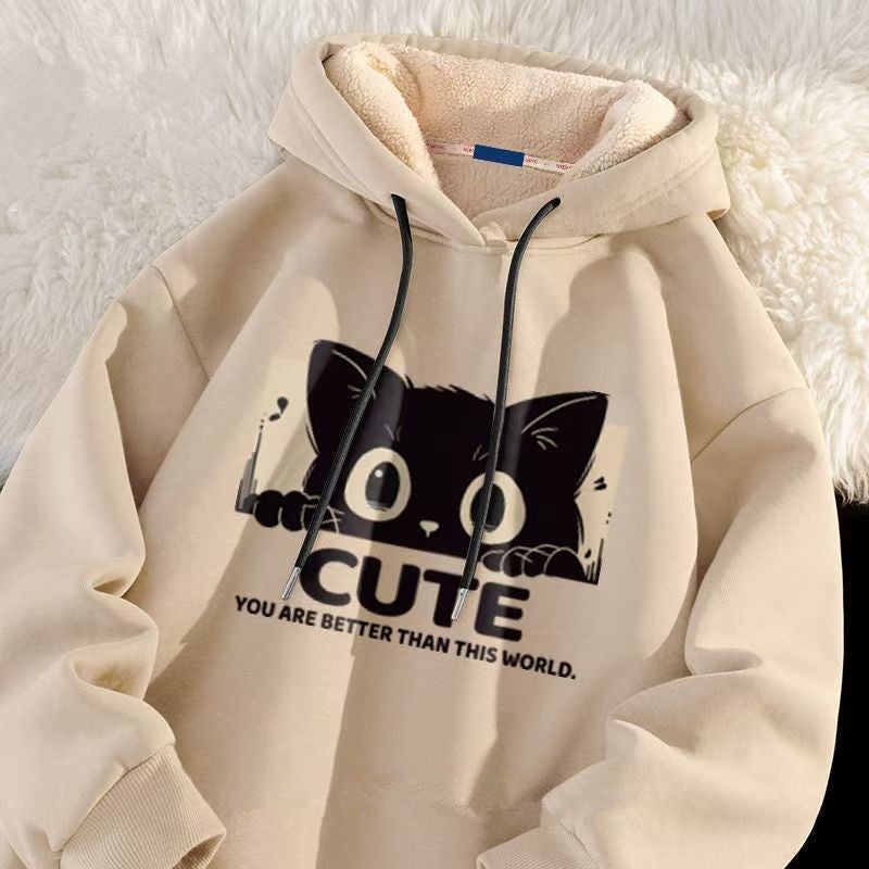 Lamb Velvet Sweatshirt Men'S Sweatshirt Niche Design Sense Plus Loose Hooded Casual Sports Jacket For Men And Women - Image 5