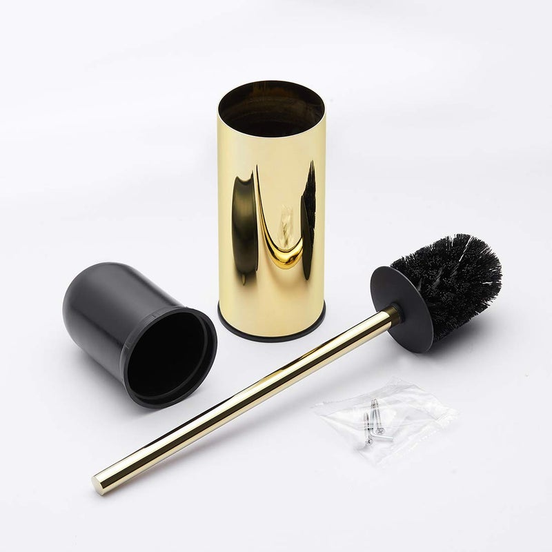 BGL Toilet Brush Holder Gold, Stainless Steel 304 Gold Round Freestanding Toilet Bowl Brush and Holder for Bathroom - Image 4