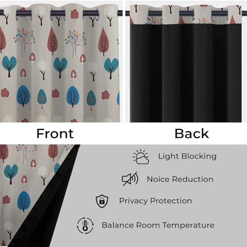 BFAM Kids Blackout Curtains 8 feet Set of 1 – 100% Room Darkening, Thermal Insulated, Noise Reducing, Cute Animal & Rainbow Prints, Eyelet Curtains for Playroom, Bedroom & Nursery, Pack of 1 Curtain - Image 4