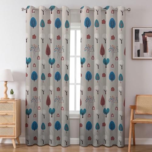 BFAM Kids Blackout Curtains 8 feet Set of 1 – 100% Room Darkening, Thermal Insulated, Noise Reducing, Cute Animal & Rainbow Prints, Eyelet Curtains for Playroom, Bedroom & Nursery, Pack of 1 Curtain - Image 2