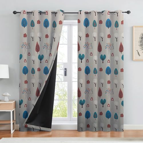 BFAM Kids Blackout Curtains 8 feet Set of 1 – 100% Room Darkening, Thermal Insulated, Noise Reducing, Cute Animal & Rainbow Prints, Eyelet Curtains for Playroom, Bedroom & Nursery, Pack of 1 Curtain - Image 1