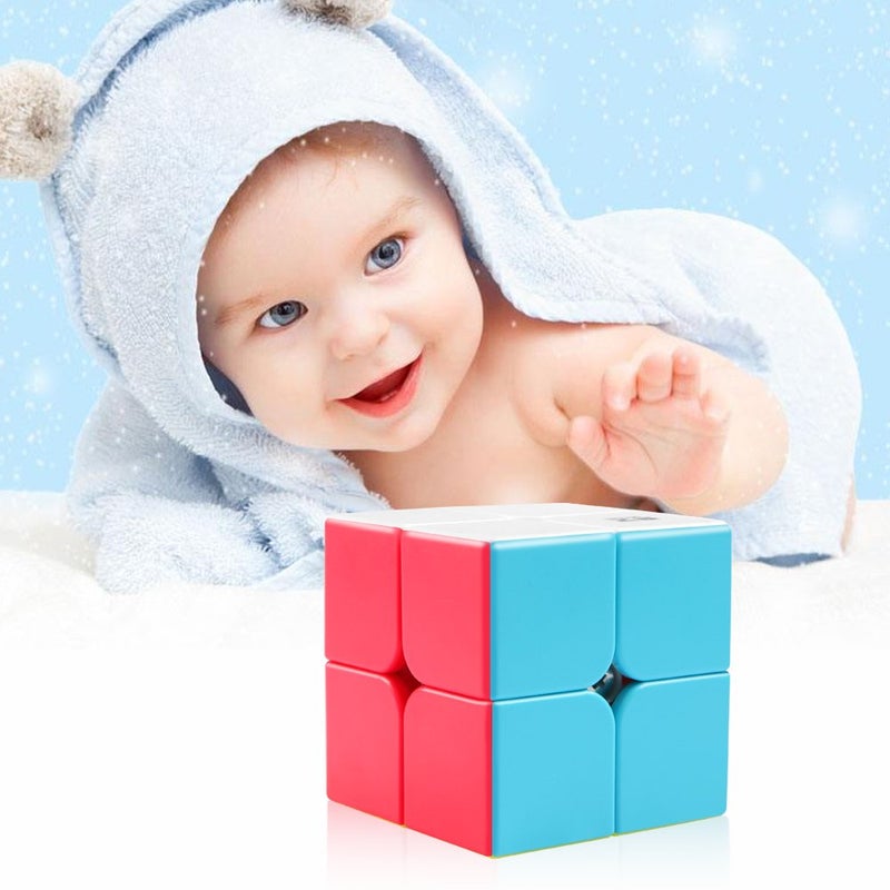 D-FantiX Speed Cube Set, QY Toys Cube 3 Pack Qidi S2 2x2 Warrior W 3x3 Qiming Pyramid Stickerless Speed Cubes Bundle Puzzle Toys - Image 5