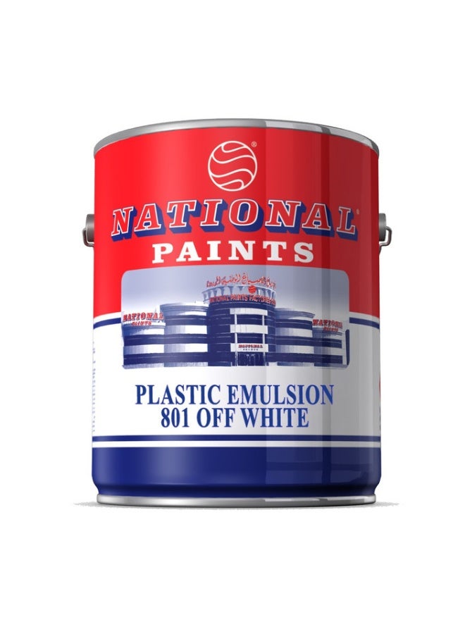 NATIONAL PAINTS Plastic Emulsion 3.6 Liter Off White 801 for Interior Home Décor, Wall Paint Smooth Finish, Ultra Low VOC and Water Based Formula - Image 1