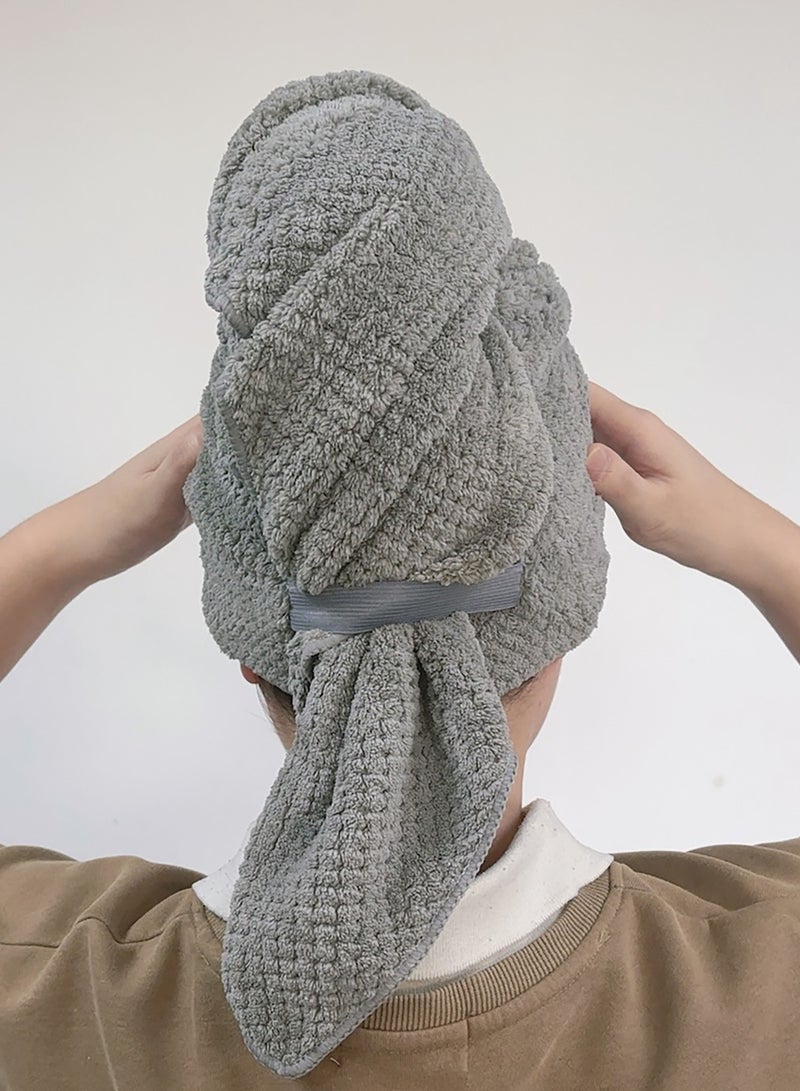 Microfibre Hair Towel for Women, Quick-Dry Wrap with Elastic Band, Soft and anti fizz, Absorbant Hair drying turban for Quick Dry, 41"x 23" /58 x105cm (Gray) - Image 2