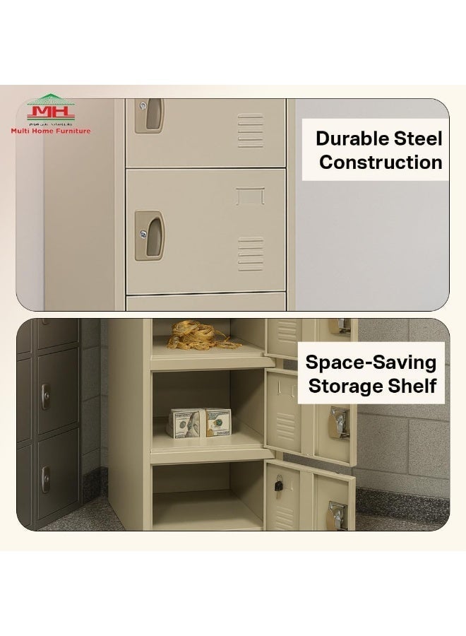 Multi Home Furniture Grey 6-Door Metal Locker Cabinet – Durable Steel Storage Cabinet with Lockable Doors - Image 4