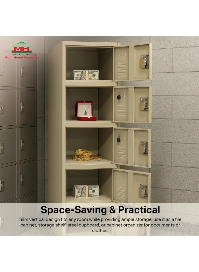 Multi Home Furniture Grey 6-Door Metal Locker Cabinet – Durable Steel Storage Cabinet with Lockable Doors - Image 5