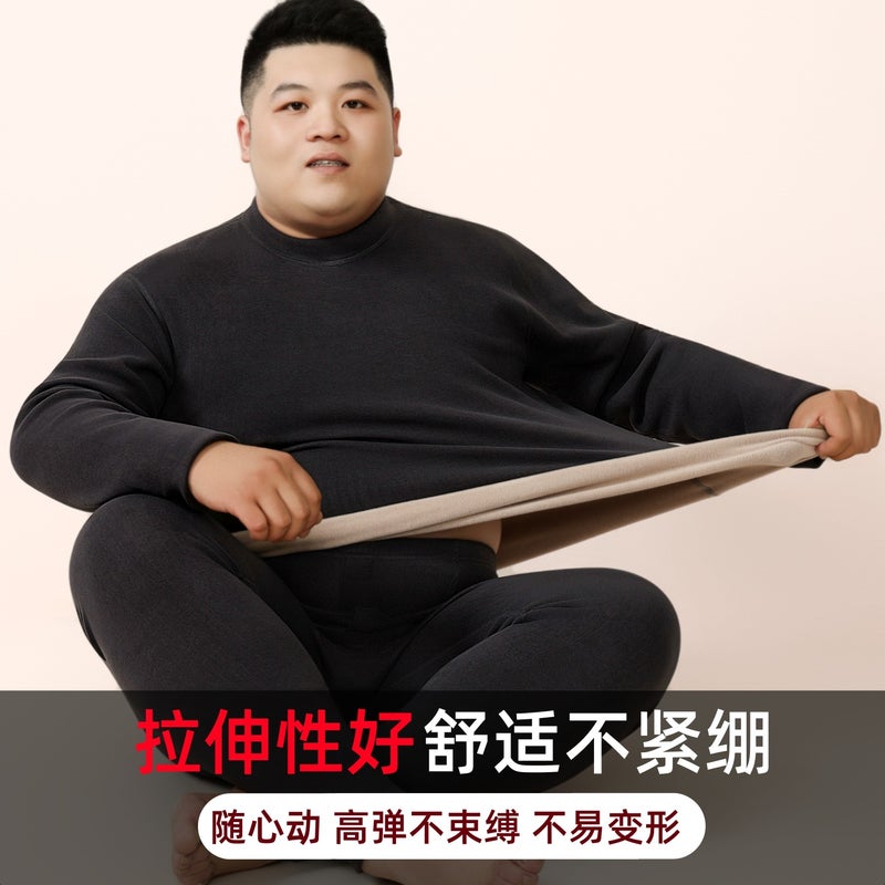 New Men'S Thermal Underwear Women'S Plus Size Fleece Thickened Lamb Wool Mid-Neck Set Autumn Clothes And Pants Winter - Image 4