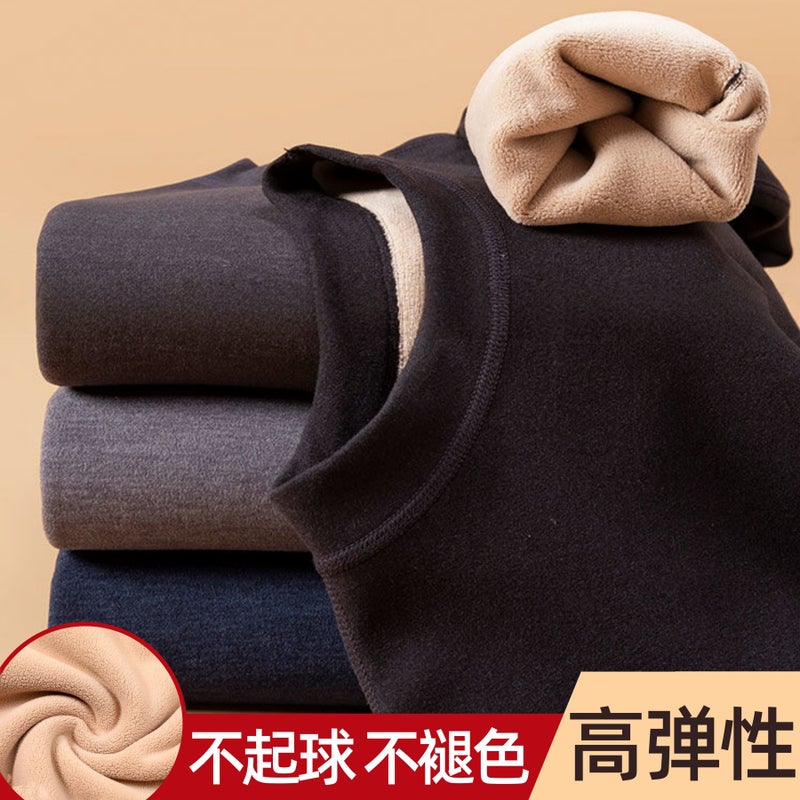 New Men'S Thermal Underwear Women'S Plus Size Fleece Thickened Lamb Wool Mid-Neck Set Autumn Clothes And Pants Winter - Image 5