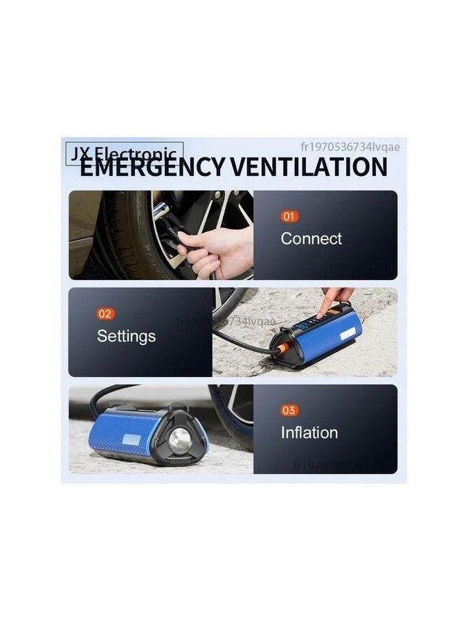 Generic Multifunctional Portable Tire Inflator & Jump Starter 8-in-1 | 150PSI Air Compressor with Emergency Power Bank, LED Light Modes, Auto Shut-Off | Car, Motorcycle, Bike, Sports, Kayak | Outdoor Travel Kit with Storage Bag  - Image 5
