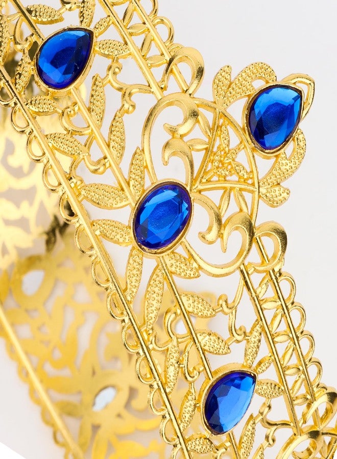 CIEHER King Crown, CIEHER King Crowns for Men Crystal Baroque Royal Prom Crown Prince Tiara Evil for Birthday Halloween Cosplay Party Birthday Decorations for Men, Gold & Blue - Image 3