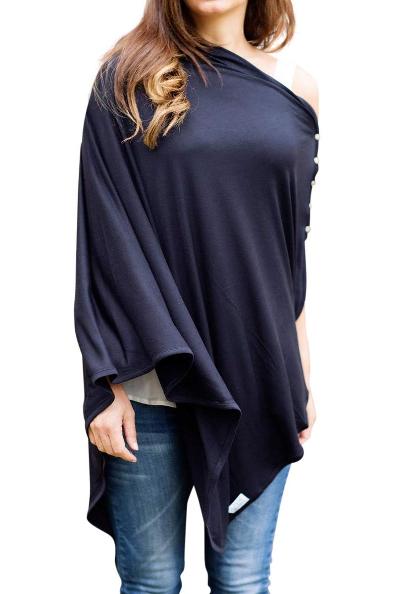 Byrd & Blume Maternity Nursing Cover Breathable Lightweight Breastfeeding Cover Wrap Shawl Scarf Poncho Full 360 (Navy, One size) - Image 1