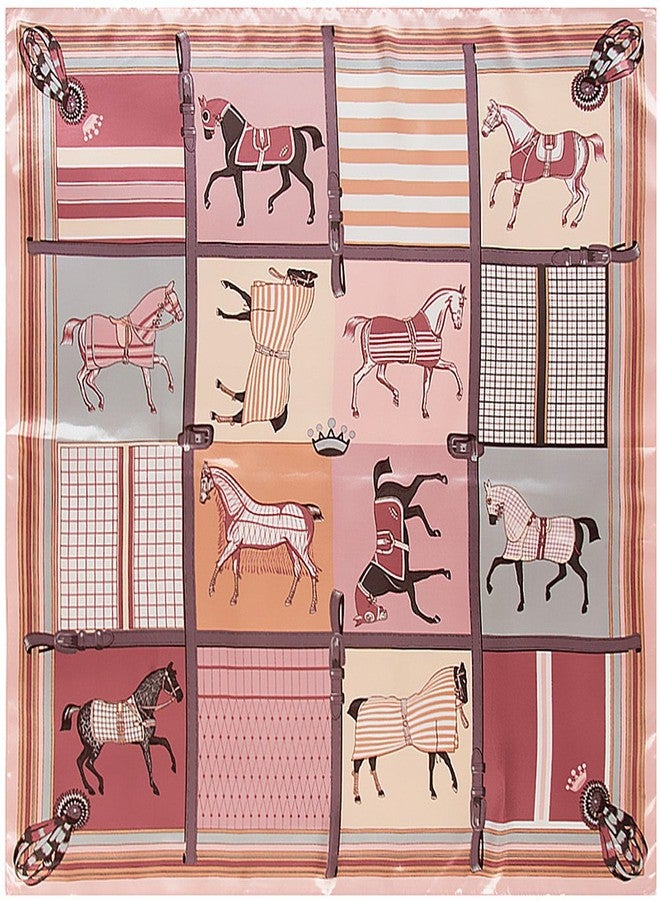 YOUR SMILE Silk Like Scarf Women's Fashion Pattern Large Square Satin Headscarf,Horse,Lattice - Image 2