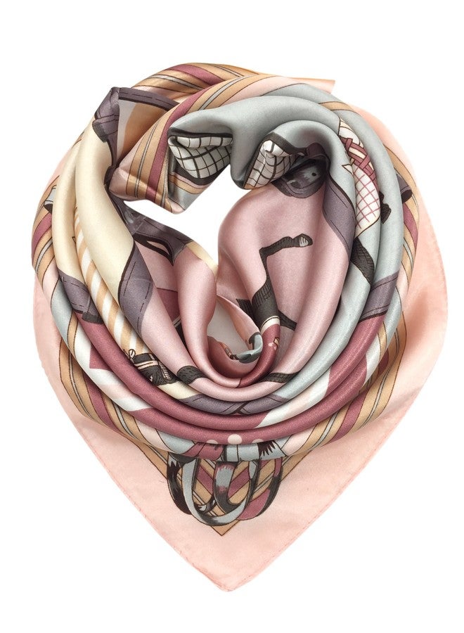 YOUR SMILE Silk Like Scarf Women's Fashion Pattern Large Square Satin Headscarf,Horse,Lattice - Image 1