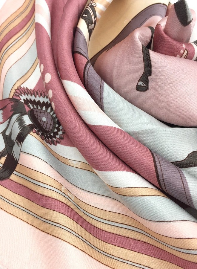 YOUR SMILE Silk Like Scarf Women's Fashion Pattern Large Square Satin Headscarf,Horse,Lattice - Image 4