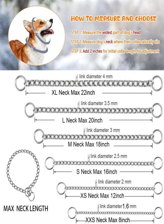 TELEYI Silver Dog Collar Chain,SUS304 Stainless Steel Metal Slip Link Martingale Dog Collars Chain Training Heavy Duty Dogs Choke Collars Puppy Collars for XXS XS Small Medium Large Big Breed Pet,S - Image 4