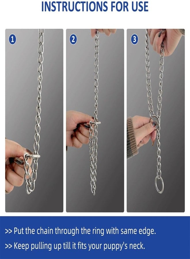 TELEYI Silver Dog Collar Chain,SUS304 Stainless Steel Metal Slip Link Martingale Dog Collars Chain Training Heavy Duty Dogs Choke Collars Puppy Collars for XXS XS Small Medium Large Big Breed Pet,S - Image 5