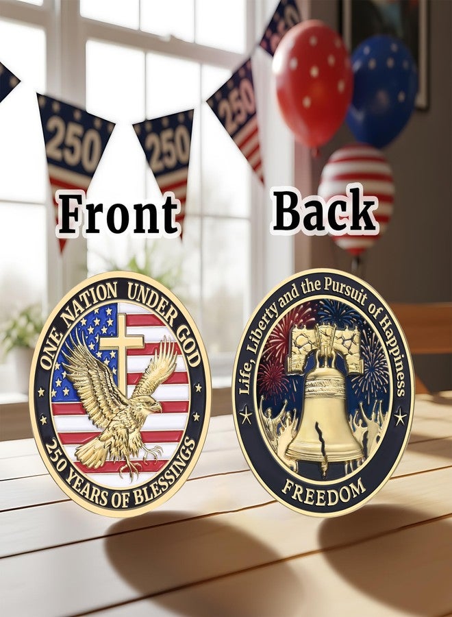 LParkin USA 250th Anniversary Commemorative Challenge Coin, 1.57” Patriot Gifts for Veterans & History Collectors - 250 Years of Blessings - Image 2