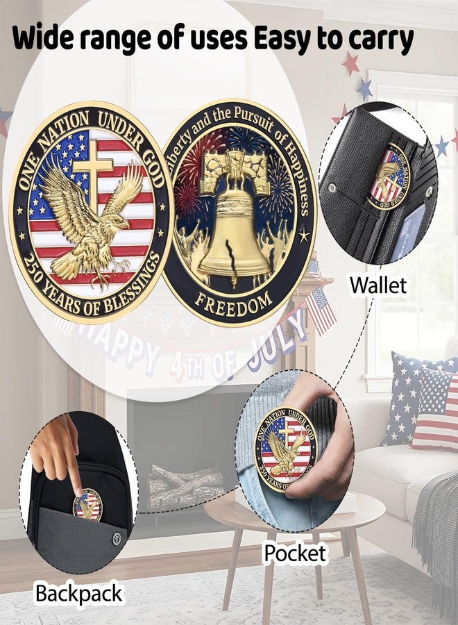 LParkin USA 250th Anniversary Commemorative Challenge Coin, 1.57” Patriot Gifts for Veterans & History Collectors - 250 Years of Blessings - Image 3