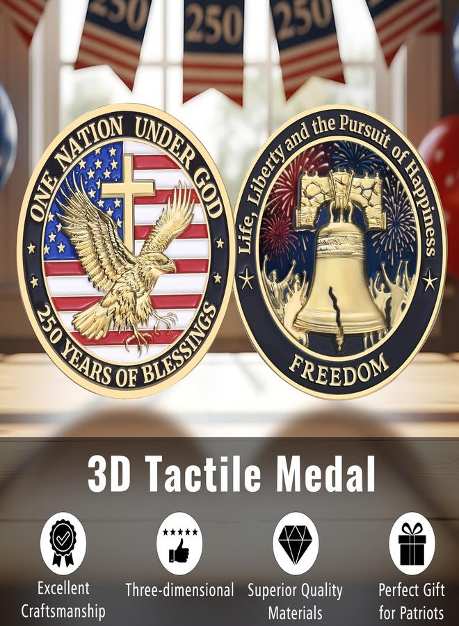 LParkin USA 250th Anniversary Commemorative Challenge Coin, 1.57” Patriot Gifts for Veterans & History Collectors - 250 Years of Blessings - Image 5