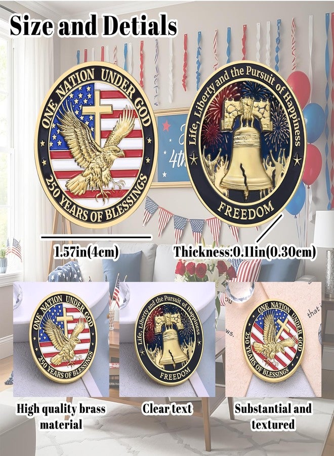 LParkin USA 250th Anniversary Commemorative Challenge Coin, 1.57” Patriot Gifts for Veterans & History Collectors - 250 Years of Blessings - Image 4