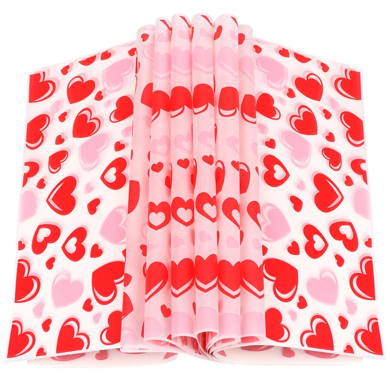 LOAVER 150 Pcs Valentine's Day Wax Paper Sheets for Food,Heart Greaseproof Waterproof Waxed Wrapping Tissue for Deli Baking Picnic Sandwich Cookies Oilproof Basket Liners (9.84 x 9.84 Inch) - Image 1