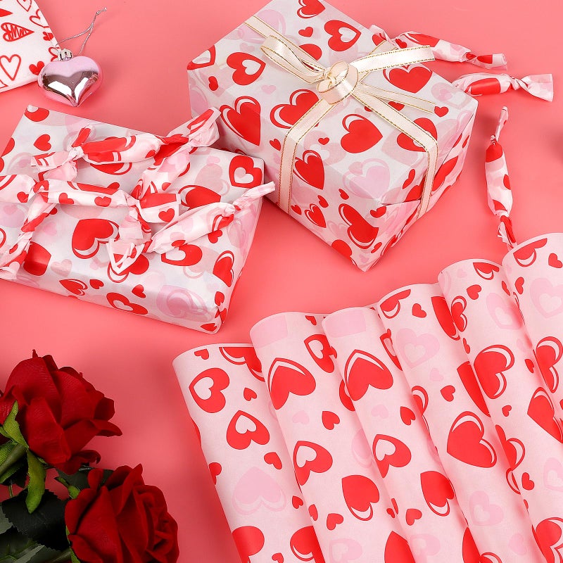 LOAVER 150 Pcs Valentine's Day Wax Paper Sheets for Food,Heart Greaseproof Waterproof Waxed Wrapping Tissue for Deli Baking Picnic Sandwich Cookies Oilproof Basket Liners (9.84 x 9.84 Inch) - Image 5