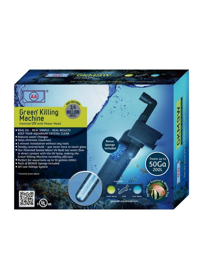 أيه أيه AA GKM9W UV داخلي لأحواض السمك حتى 50Ga، أسود 