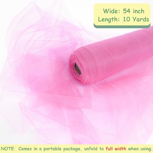 Ableme Deco Pink Tulle Fabric Roll, 54 Inch by 10 Yards (30 ft) for Wedding Party Decoration Spool Bolt, Ceiling Decor, Tutu Skirt, Gift Wrapping, Soft & Drape (Pink) - Image 4
