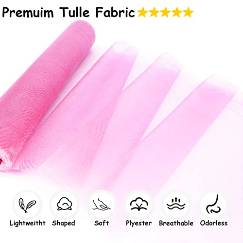 Ableme Deco Pink Tulle Fabric Roll, 54 Inch by 10 Yards (30 ft) for Wedding Party Decoration Spool Bolt, Ceiling Decor, Tutu Skirt, Gift Wrapping, Soft & Drape (Pink) - Image 2