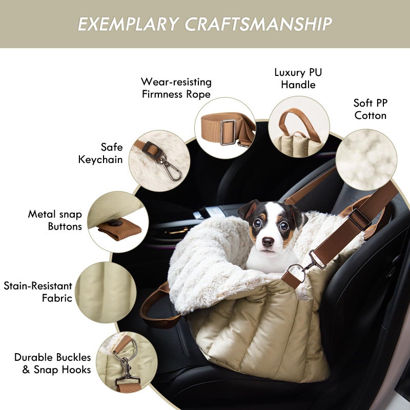 ClevaHome Small Dog Car Seat & Travel Carrier & Pet Bed, Soft Fleece Interior for Dogs up to 10lbs, Stylish Pet Travel Tote for Indoor and Outdoor Use - Image 3