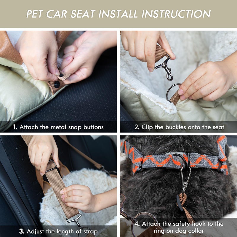 ClevaHome Small Dog Car Seat & Travel Carrier & Pet Bed, Soft Fleece Interior for Dogs up to 10lbs, Stylish Pet Travel Tote for Indoor and Outdoor Use - Image 4