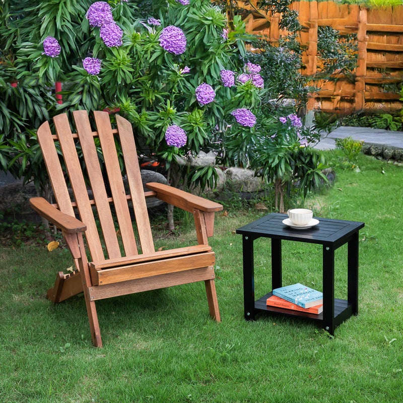 VICTORY RELAX Black Adirondack Outdoor Accent Table â€“ Weather-Resistant Acacia Wood Outdoor End Table with Double Storage, Small Porch Table for Patio, Garden, Lawn, Balcony, and Living Room Use - Image 5