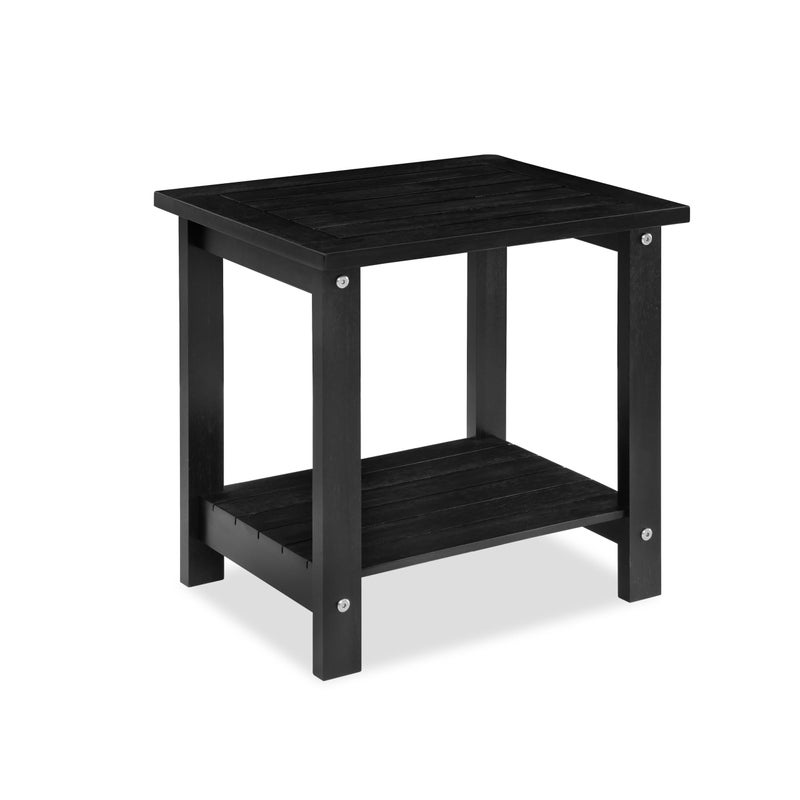 VICTORY RELAX Black Adirondack Outdoor Accent Table â€“ Weather-Resistant Acacia Wood Outdoor End Table with Double Storage, Small Porch Table for Patio, Garden, Lawn, Balcony, and Living Room Use - Image 1