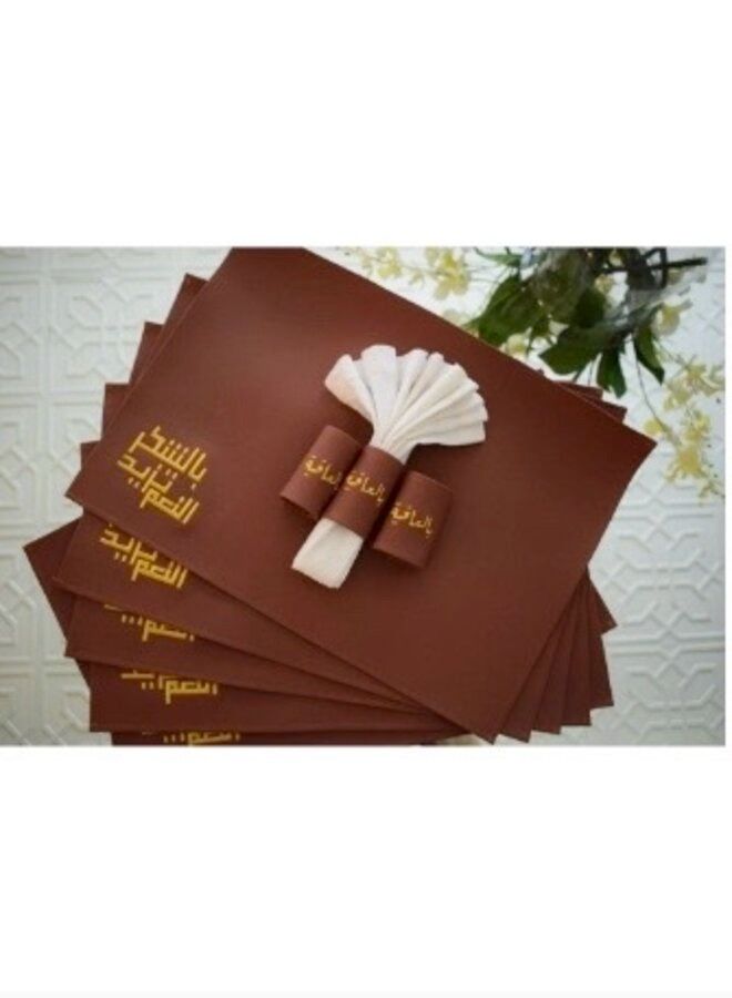 Passion District Leather placemat and napkin leather ring holder- set of 6  - Image 1