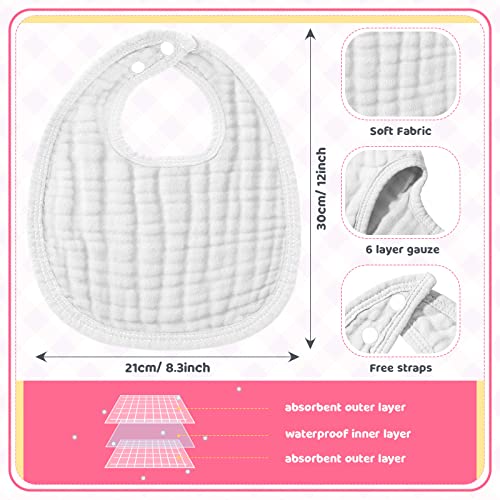 Frienda 6 Pcs Muslin Bibs Burp Cloths for Baby Teething Bandana Bibs 6 Absorbent Layer for Baby Boy Girl Cotton Burping Cloth(Pink Series) - Image 2
