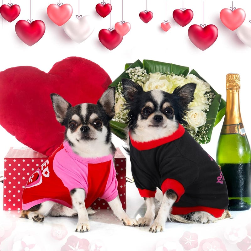 Weewooday 5 Pieces Dog Valentine Shirt Breathable Pet T-Shirt Printed Valentine Day Kiss Heart Pink Cute Dog Puppy Clothes Vest Dog Apparel Costume for Small Dog Cat (Small) - Image 5