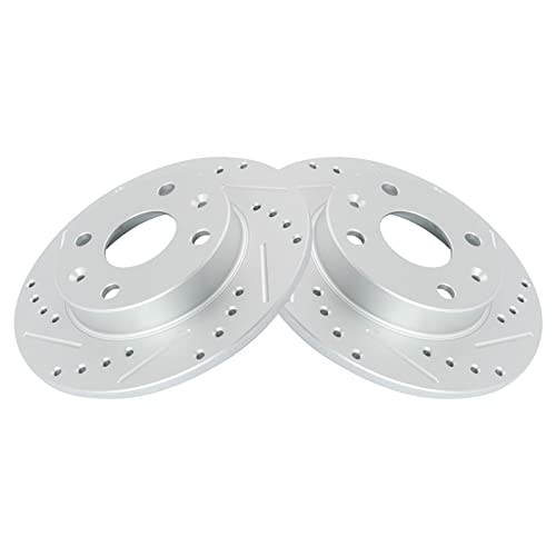 TRQ Rear Performance Brake Rotors Set Premium G-Coated Cross Drilled & Slotted Compatible with 1990-1993 Mazda Miata - Image 1