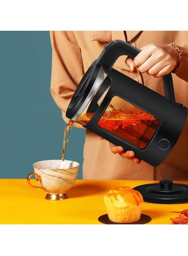 Denx Electric Kettle, 1.8 Litre Glass, Blue LED, 1500W, Auto Shut-Off, Boil-Dry Protection, BPA Free (Black) - Image 3