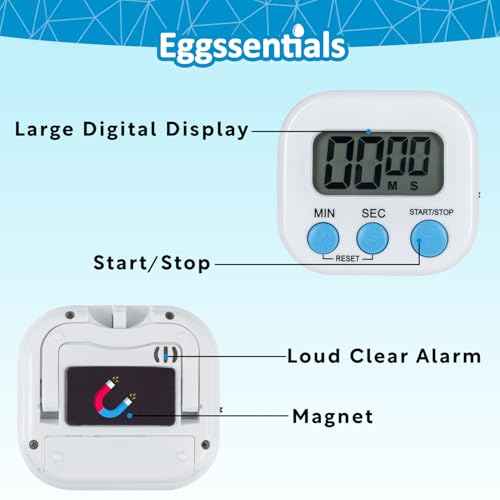 Eggssentials Pack of 4 - Kitchen Timer with Big Digital Numbers and Loud Alarm - Kitchen Timers for Cooking, Classroom for Kids, Gym, Yoga, Office. - Image 3