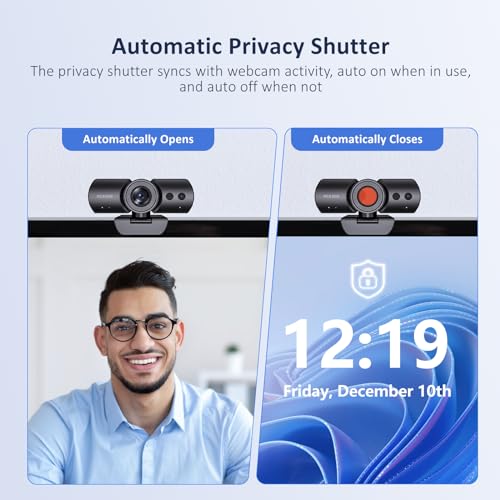 NexiGo HelloCam Pro Webcam with Windows Hello 1080P 60FPS Autofocus True Privacy Automatic Electronic Shutter Computer Camera Microphone Facial Enhancement HD USB Web Cam - Image 3