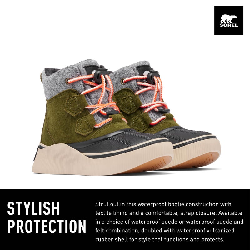 SOREL Children's Out N About lV Chillz Waterproof Boot - Utility Green, Black - 3 - Image 2