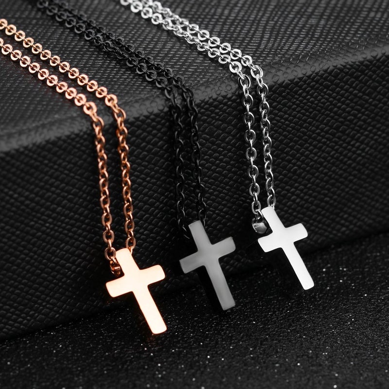 TEMICO Tiny Simple Cross Pendant for Children Boys Girls Stainless Steel Small Necklace with 16" Chain - Image 4