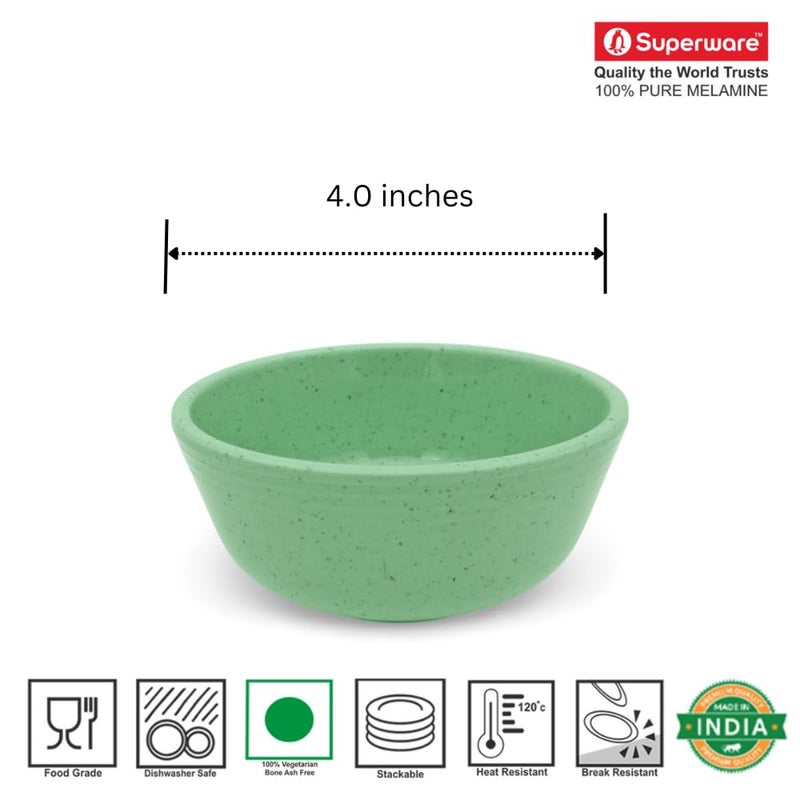 Superware | Pure Melamine | Classic Plus Bowl Set - Green Sand 4” (6 Nos.) | Stain Free, Glazed Finish - Image 4