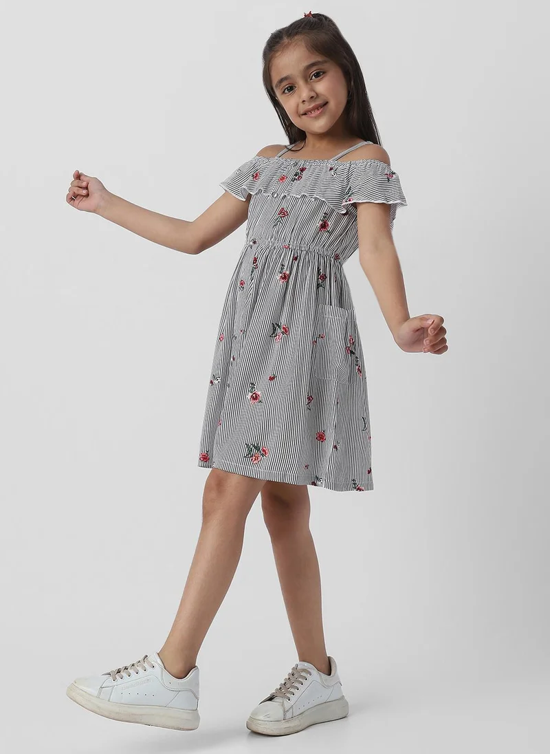 نوتيناتي Nautinati Girls' Striped Floral Print Dress