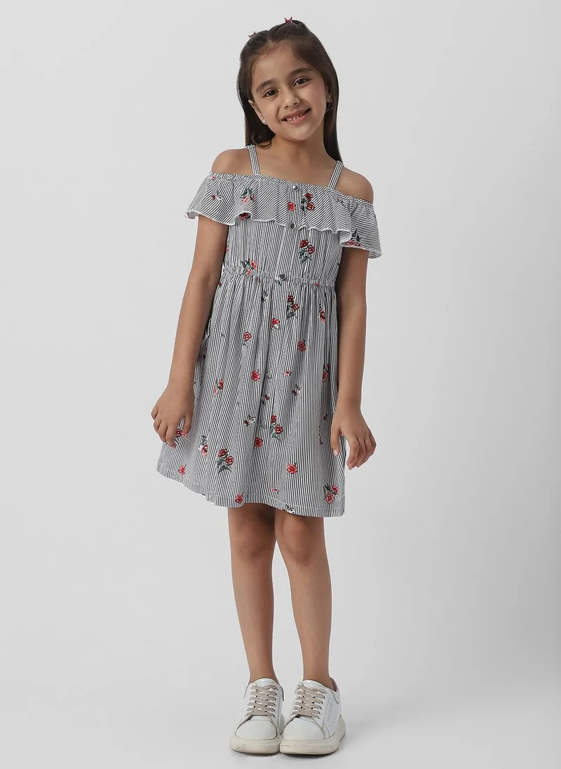 نوتيناتي Nautinati Girls' Striped Floral Print Dress