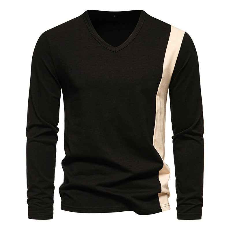 2023 Men'S Men'S V-Neck Long Sleeve British Style T-Shirt D29 - Image 5