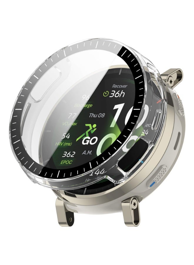 حافظة لـ Amazfit Active 3 مع واقي شاشة من الزجاج المقسى عالي الجودة، حافظة صلبة من البولي كربونات (PC) مع حماية زجاجية مقواة، غطاء رقيق كامل الحماية، مقاوم للخدوش - (شفاف) - Image 1