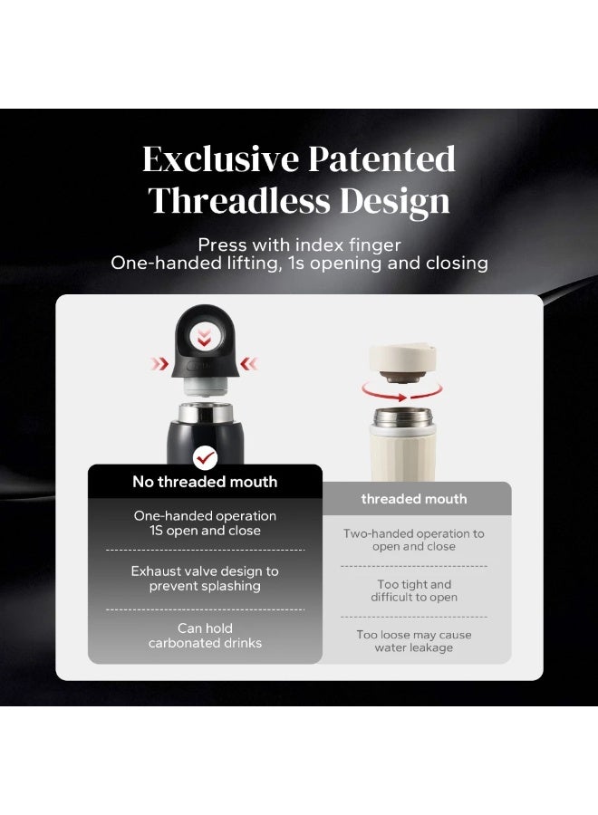 Redchef زجاجة مياه رياضية من ريدشيف سعة 650 مل، غطاء بفوهة تعمل بلمسة واحدة، مصنوعة من الفولاذ المقاوم للصدأ 304، معزولة حرارياً للمشروبات الساخنة والباردة (أسود) - Image 4