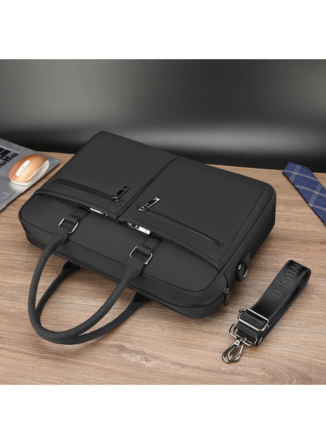 Chaowei Paul Men's Handbag Full Oxford Cloth Large Capacity Business Casual File Horizontal Computer Official Document-Color:Black-Size:14inch - Image 4