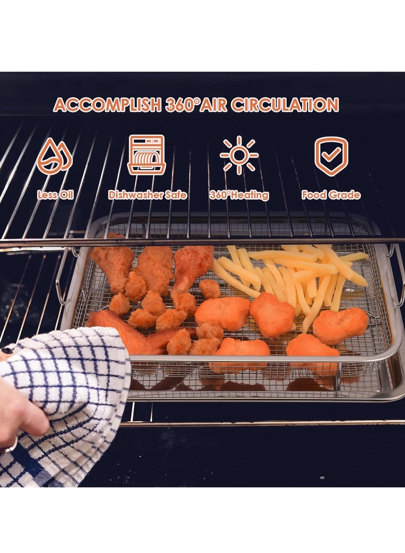 Reko Stainless Steel Air Fryer Basket for Oven, Crisper Tray and Basket 13 x 8.6 Inch, Oven Air Fry Pan Mesh Basket Set - Image 4